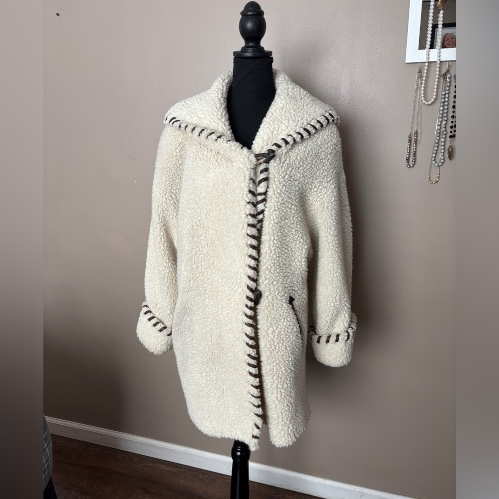 J Percy for Marvin Richards vintage faux shearling Teddy coat hooded coat sz S